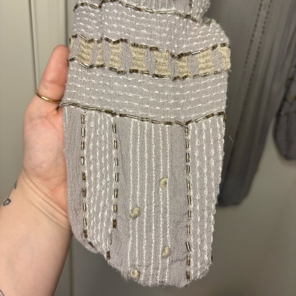 Free People Gray Beaded Embroidered Tunic Top size small - Picture 4 of 14